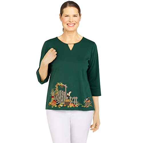 Alfred Dunner Women's Garden Gate Border Top Size XL Balsam