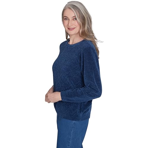 Alfred Dunner Classic Crew Neck Chenille Pullover Sweater