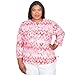 Alfred Dunner Women's Zigzag Bright Cotton Top, Geranium, 3X