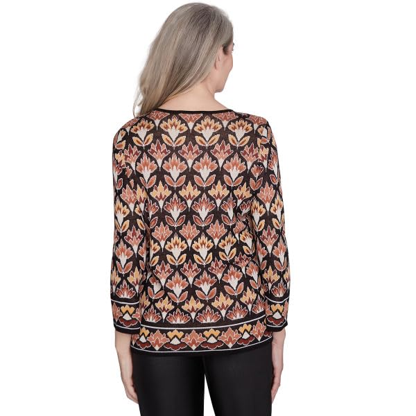 Alfred Dunner Rue Rivoli Border Floral Sweater