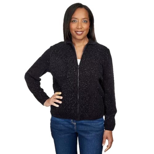 Alfred Dunner Womens Petites Zipper Cardigan Sweater