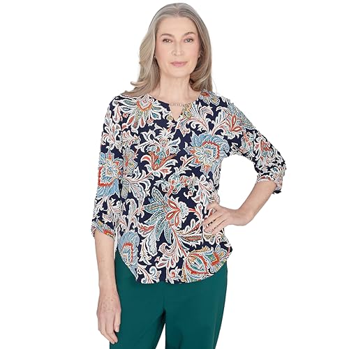 Alfred Dunner Classic Multi Colored Polyester Floral top