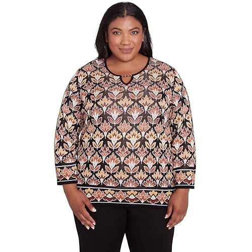 Alfred Dunner Rue Rivoli Border Floral Sweater