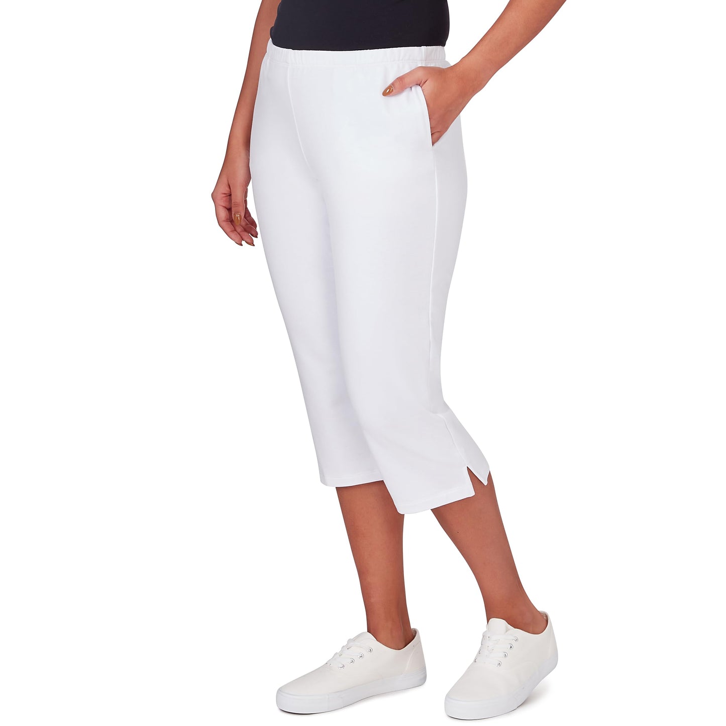 Ruby Rd. French Terry Capri Pants (US, Alpha, Small, Regular, Regular, White)