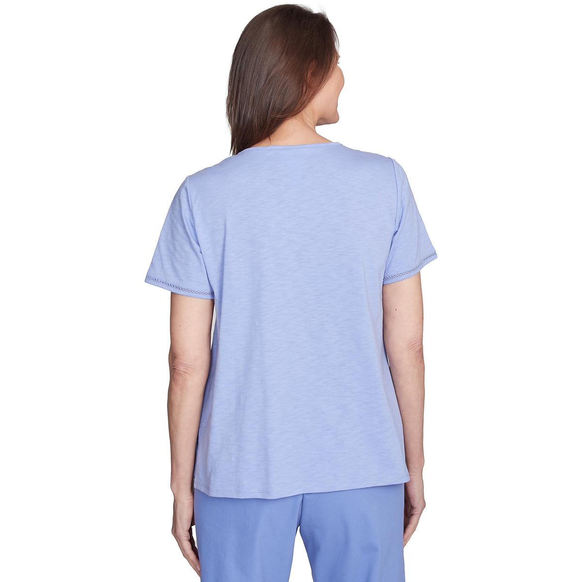 Alfred Dunner Butterfly Embroidery Cotton/Poly Top (US, Alpha, X-Large, Regular, Petite, Petite, Iris)