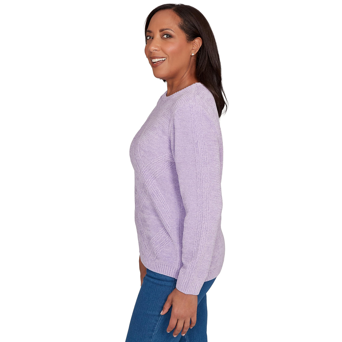 Alfred Dunner Women's Petite Cable Chenille Pullover Sweater, Size PXL, Iris
