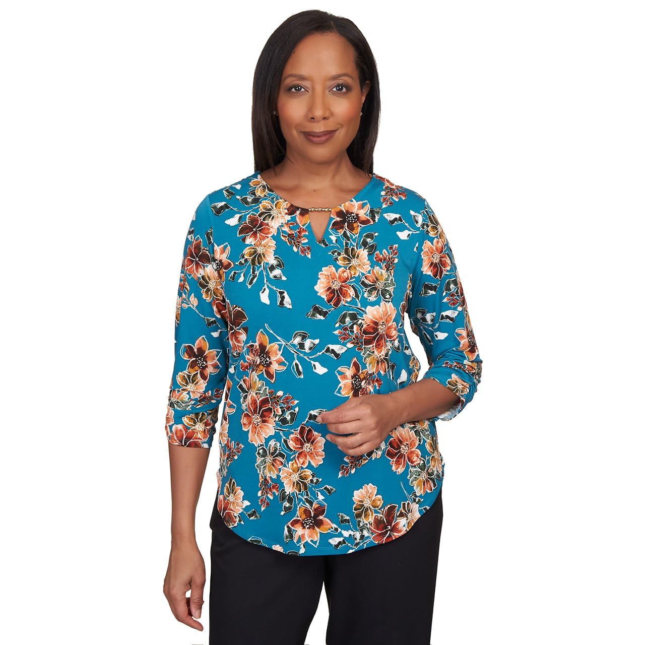 Alfred Dunner Classics Floral Polyester Top