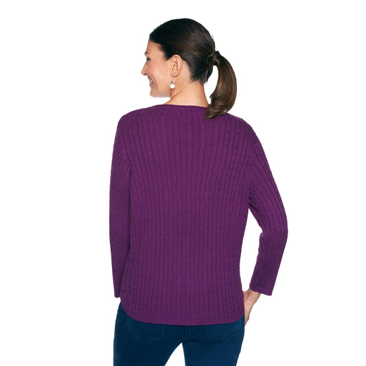 Alfred Dunner Classics Pullover Sweater Cable Stitch Pointelle (Size 1X)