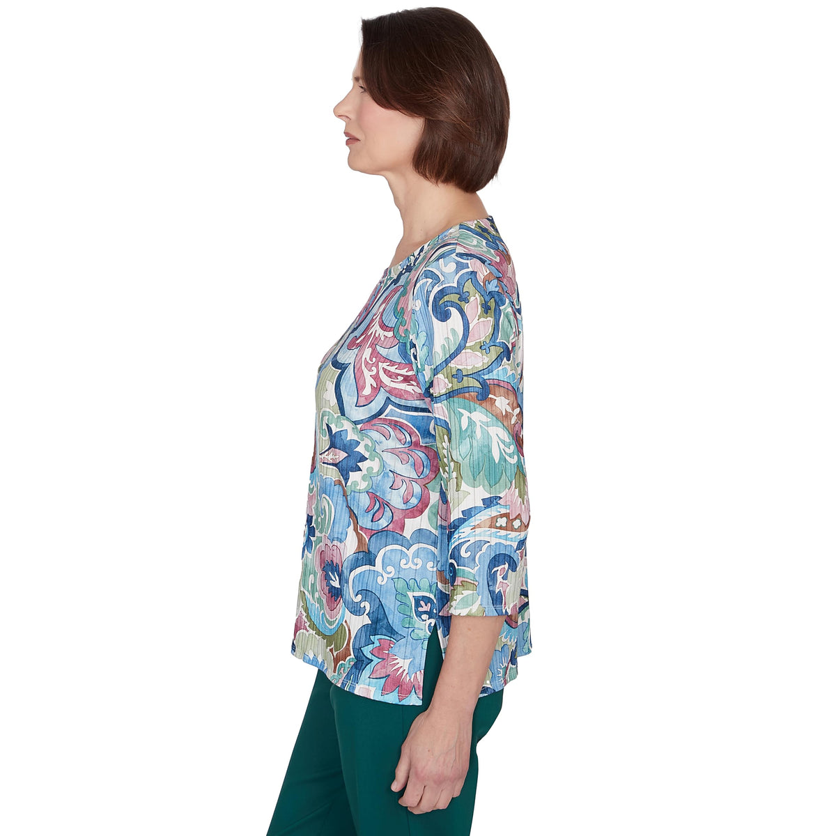Alfred Dunner Classic Scroll Multicolored Polyester Top (US, Alpha, X-Large, Regular, Regular, Standard, Multi)