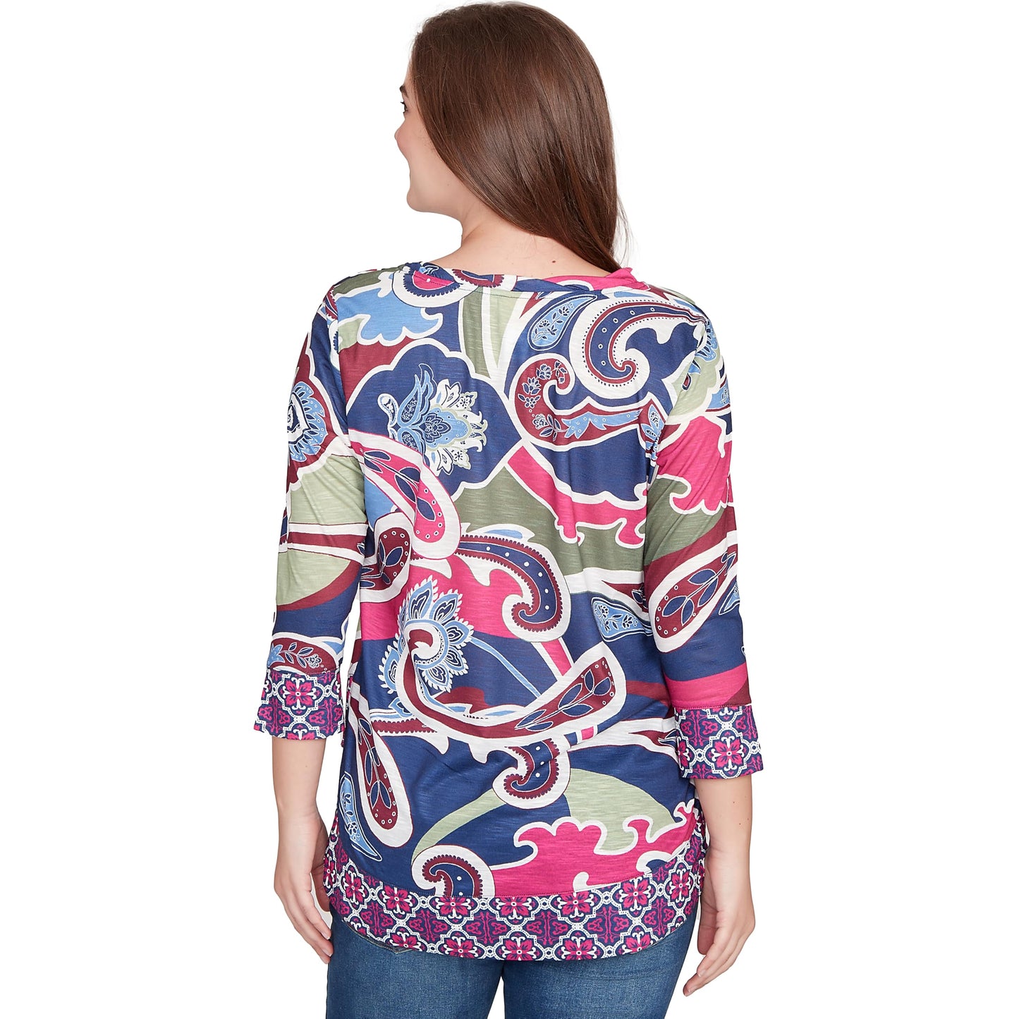 Ruby Rd. Geo Knit Top (US, Alpha, X-Large, Regular, Petite, Petite, Multi)