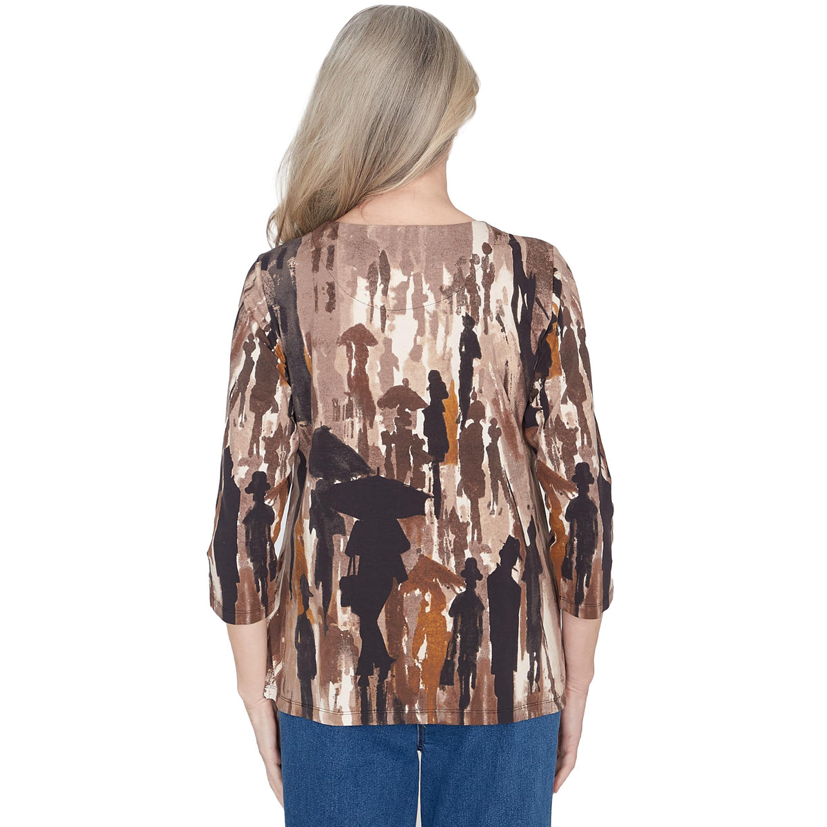 Alfred Dunner Cotton Top with Embellished Crew Neck (US, Alpha, Medium, Regular, Regular, Standard, Neutral)