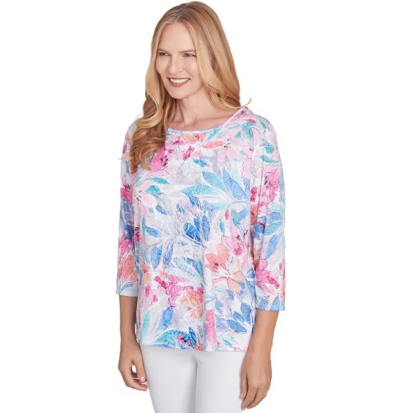 Alfred Dunner Floral Spray Polyester/Rayon Top