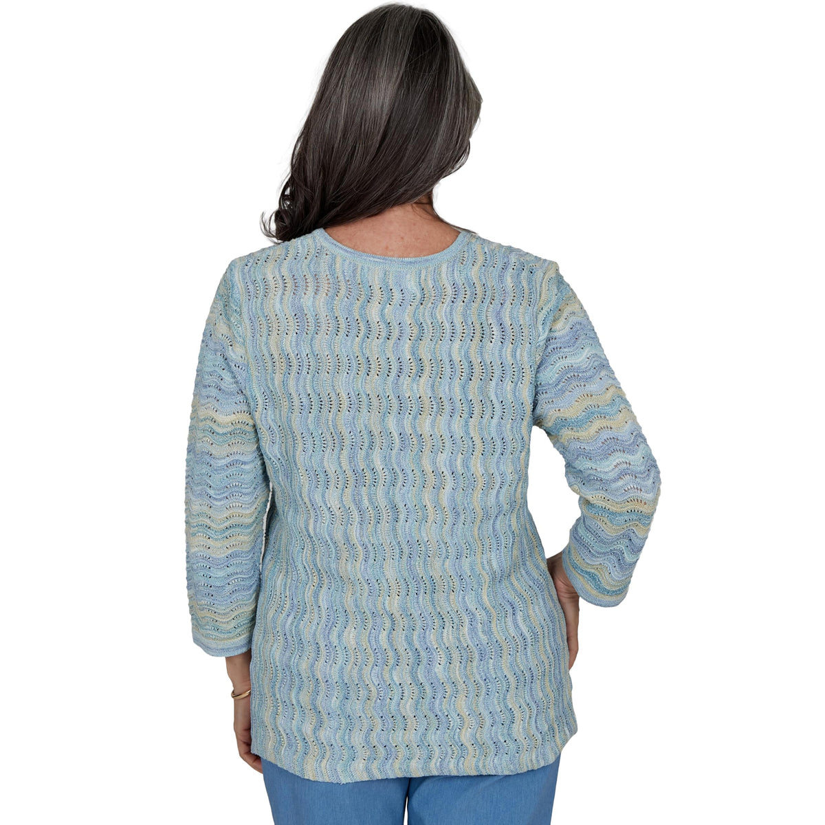 Alfred Dunner Provence Vertical Texture Sweater (US, Alpha, Large, Regular, Regular) Ivory