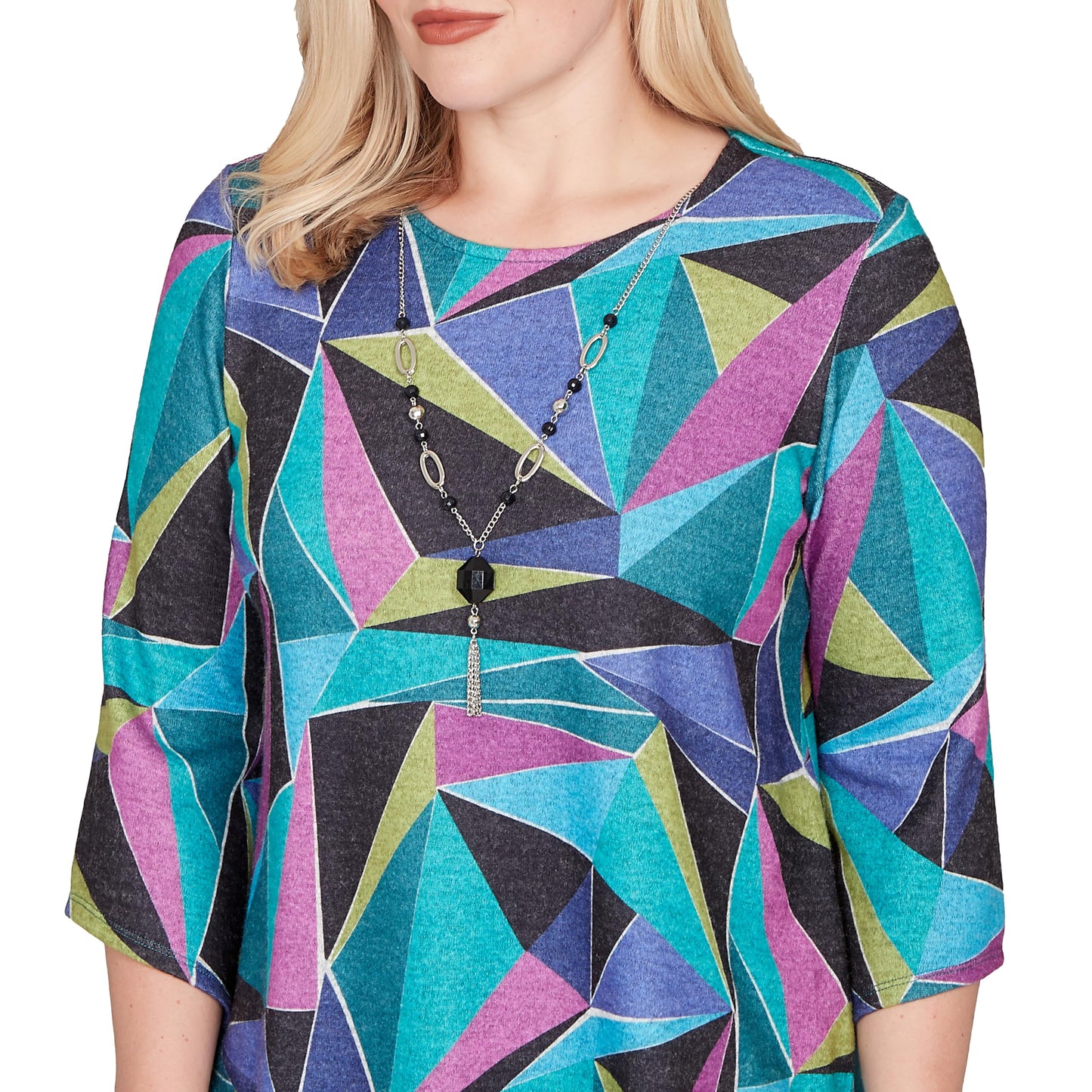 Abstract Stained Glass Top with Necklace