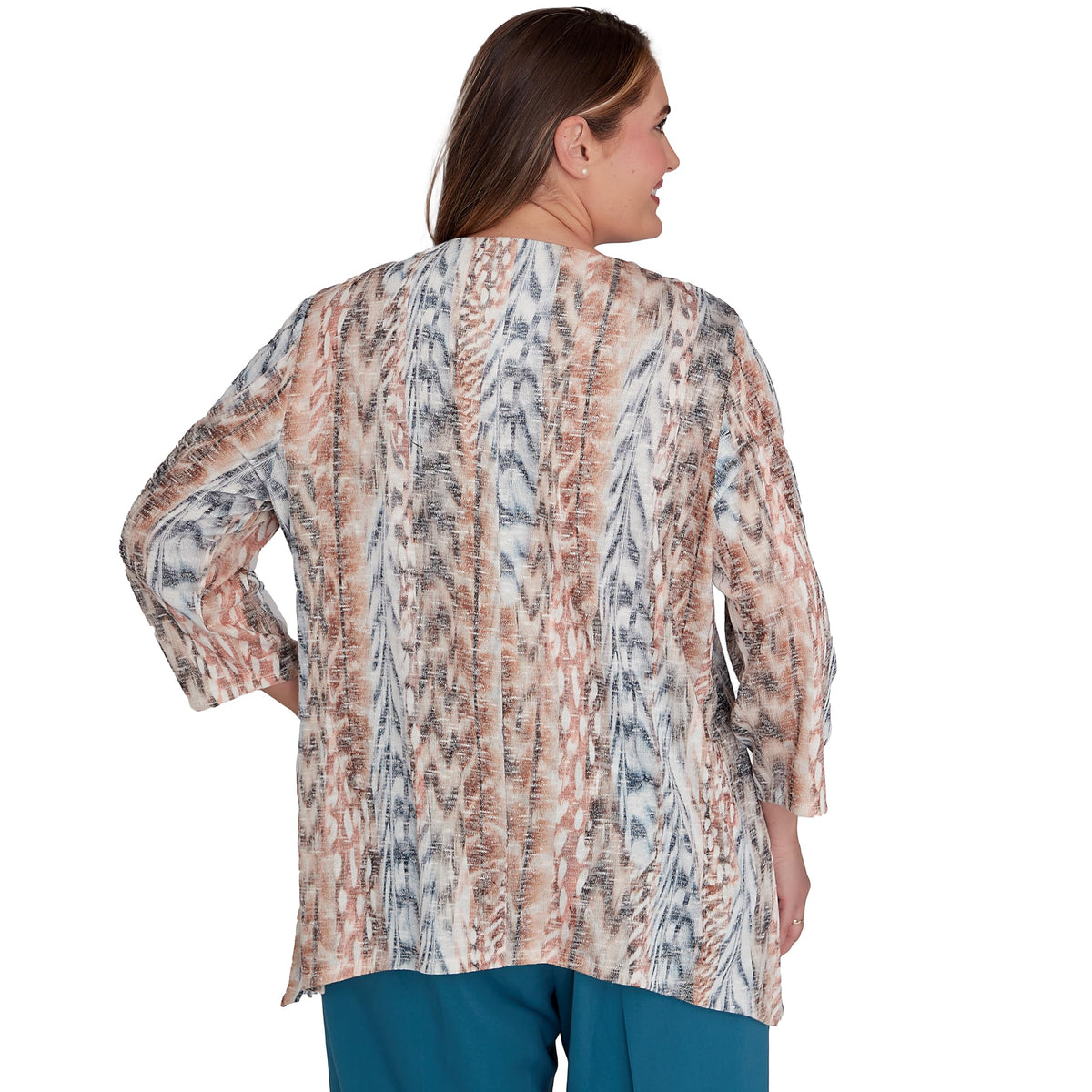 Alfred Dunner Classic vertical Print Animal Printed Polyester Rayon Top (US, Alpha, 3X, Plus, Regular, Plus Size, Neutral)