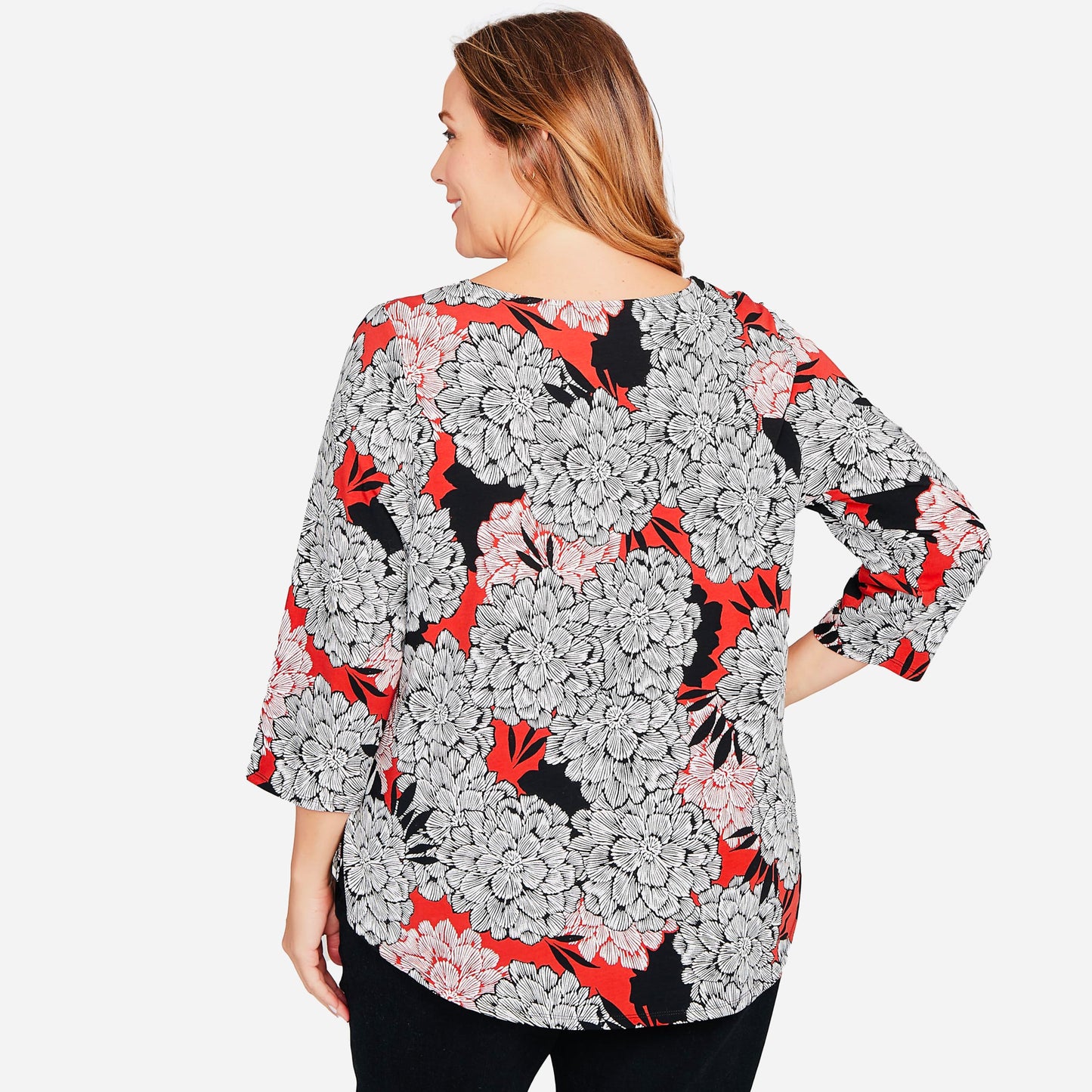 Ruby Rd. Knit Dahlia Top 3/4 Sleeve (US, Alpha, Medium, Regular, Regular, Standard, Multi)
