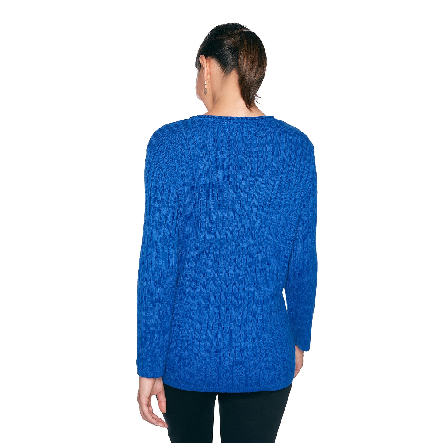 Alfred Dunner Classics Pullover Sweater Cable Stitch Pointelle Cotton/Acrylic (Size 1X)