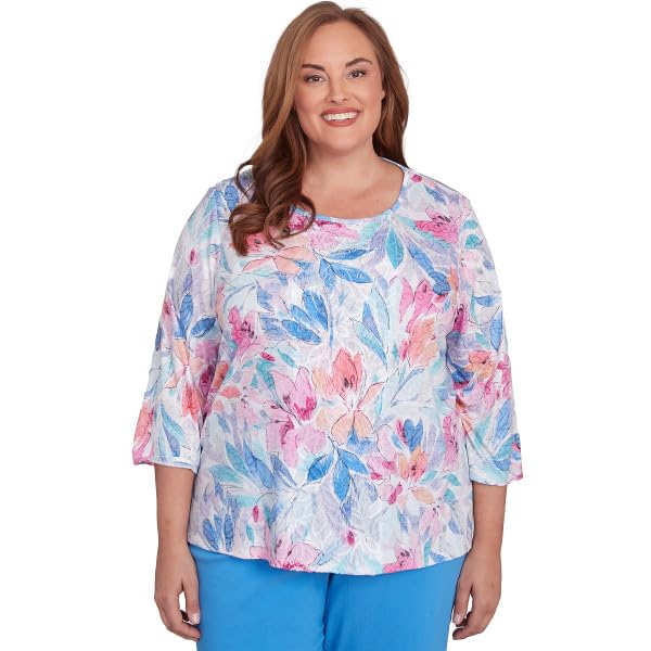 Alfred Dunner Floral Spray Polyester/Rayon Top