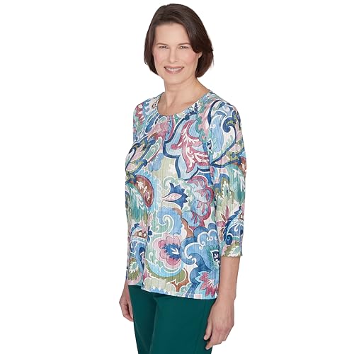 Alfred Dunner Classic Scroll Multicolored Polyester Top