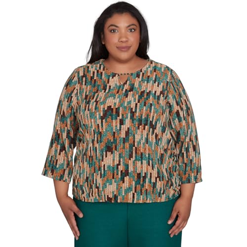 Alfred Dunner Emrald Isle Woven Vertical Chenille Texture Top