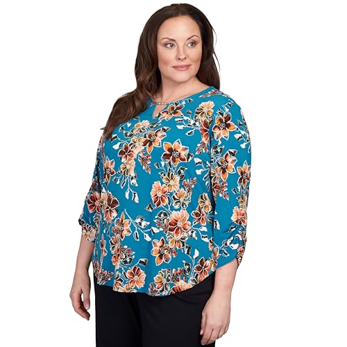 Alfred Dunner Classic Floral Polyester Top Size 2X Multi