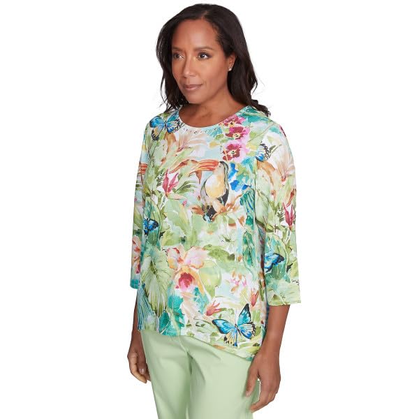 Alfred Dunner Parrot Cay Tropical Toucan Polyester Top