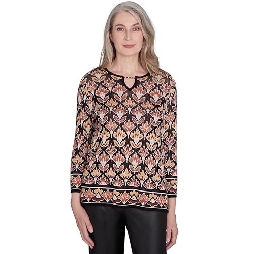 Alfred Dunner Rue Rivoli Border Floral Sweater