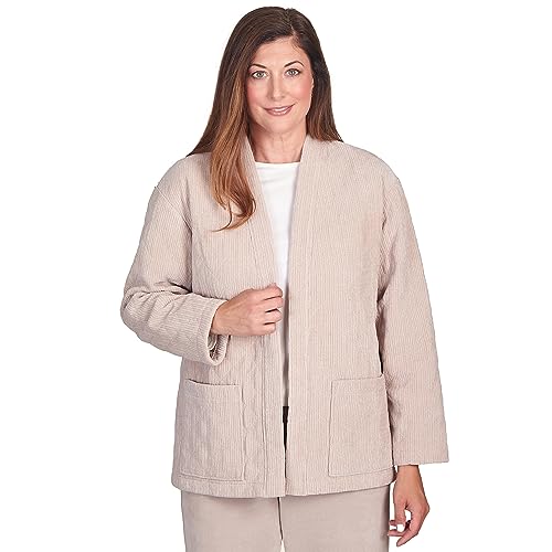 Alfred Dunner Women's Quilted Chenille Corduroy Jacket Size S Fawn
