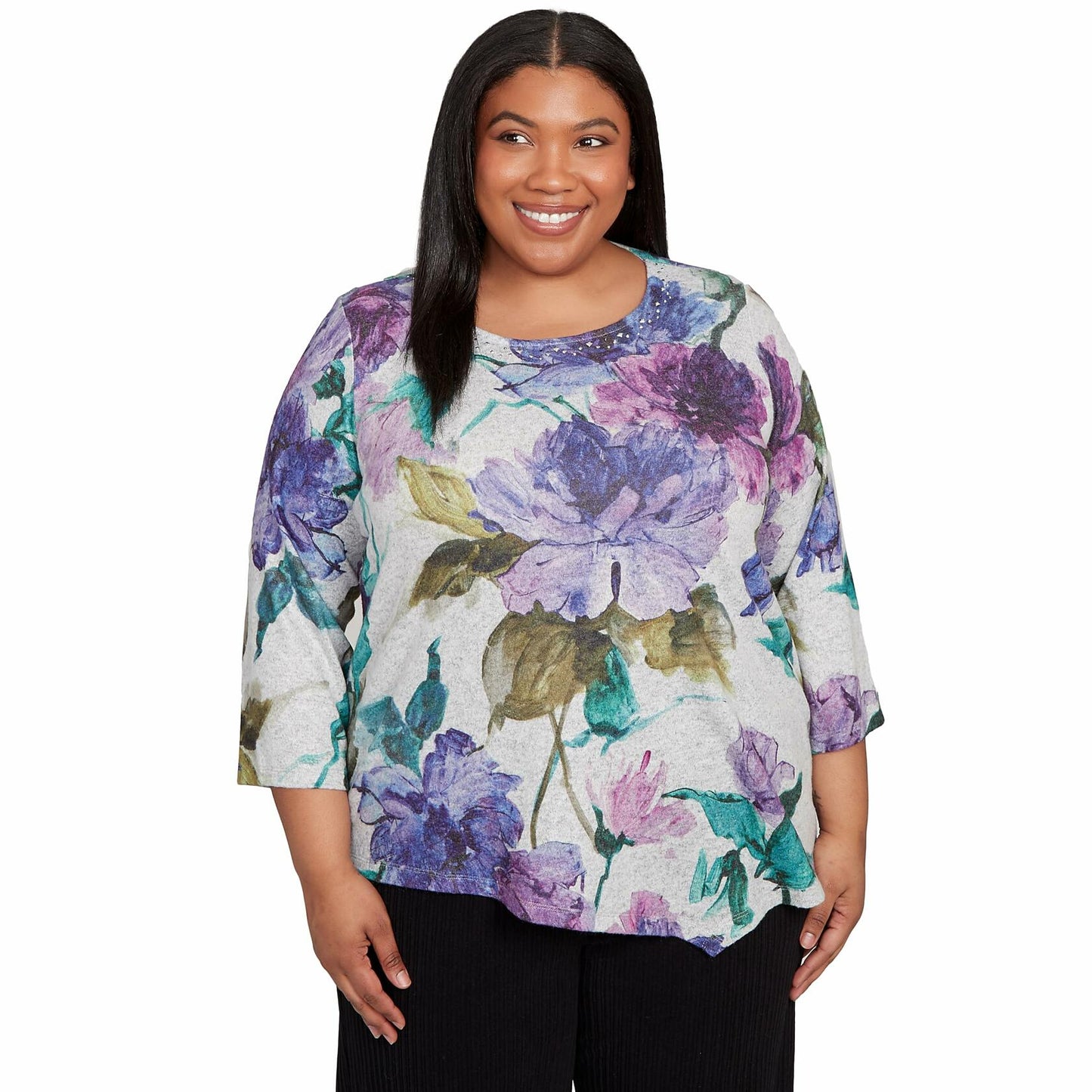 Alfred Dunner Watercolor Floral Top