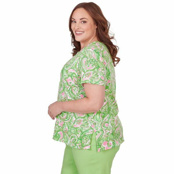 Alfred Dunner Key Item Paisley Cotton Short Sleeve Top