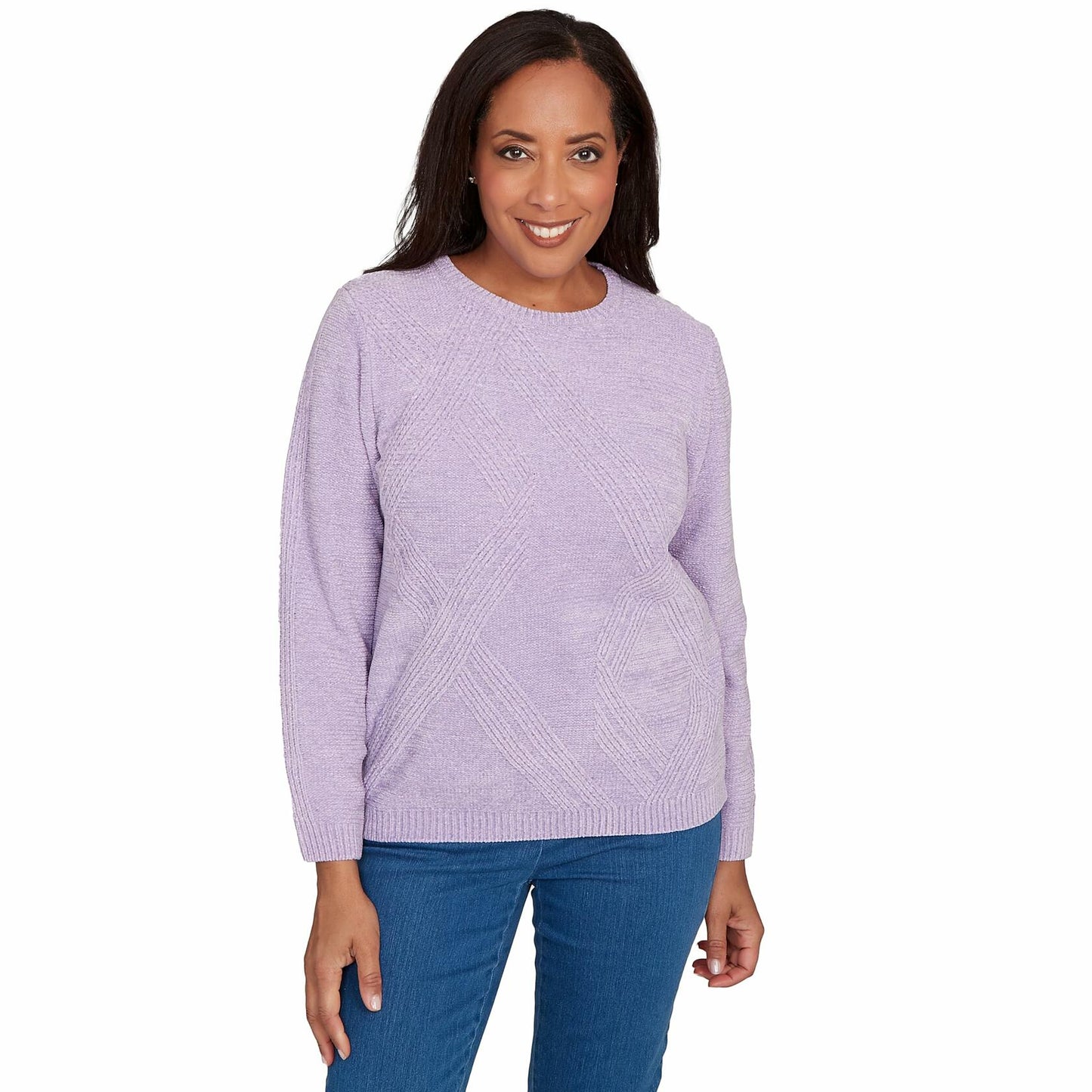 Alfred Dunner Classic Chenille Pullover Feathers Sweater