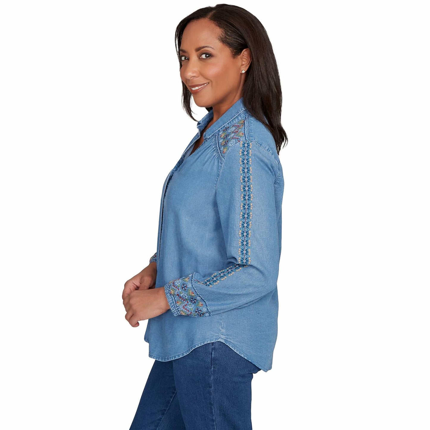 Alfred Dunner Sunset Canyon Tencel Embroidered Button Down Shirt