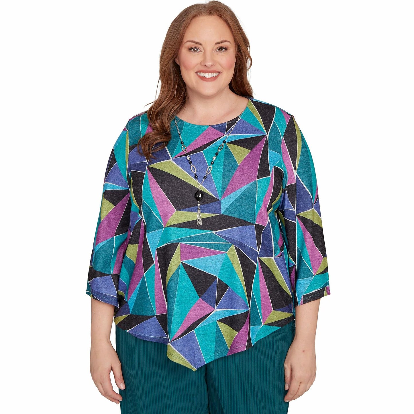 Alfred Dunner Lake Champlain Stainglaze Multicolor Top