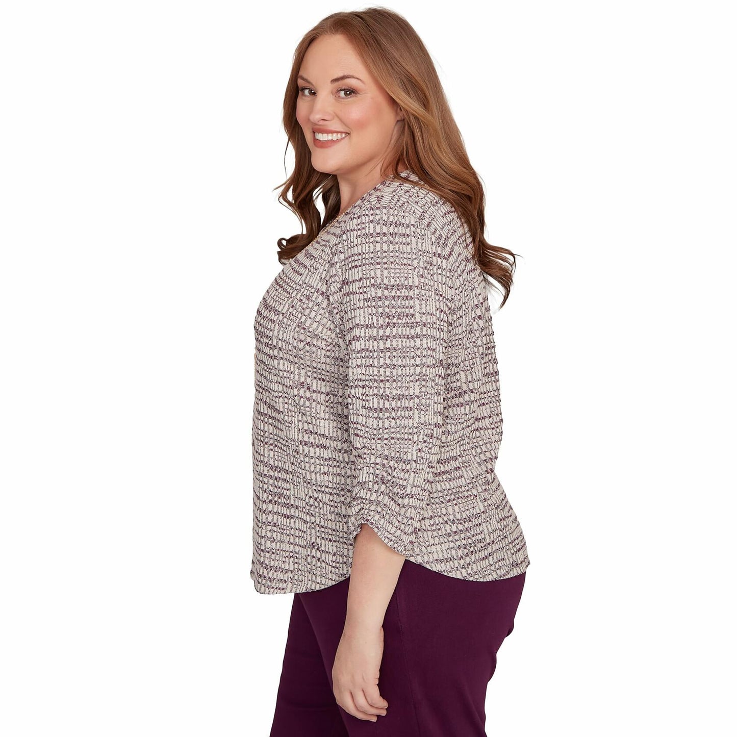 Textured Shimmer Space Dye Top with Necklace