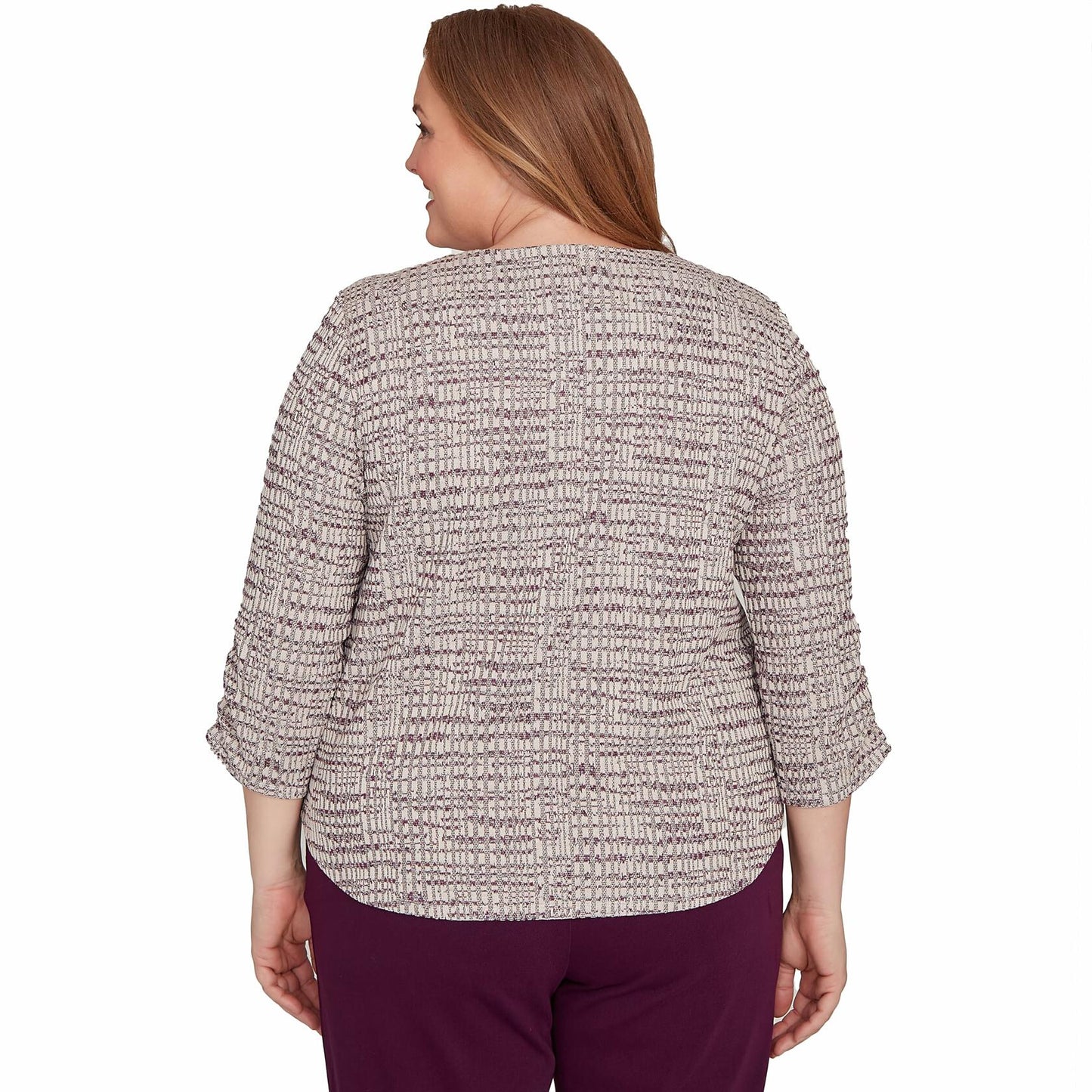 Textured Shimmer Space Dye Top with Necklace