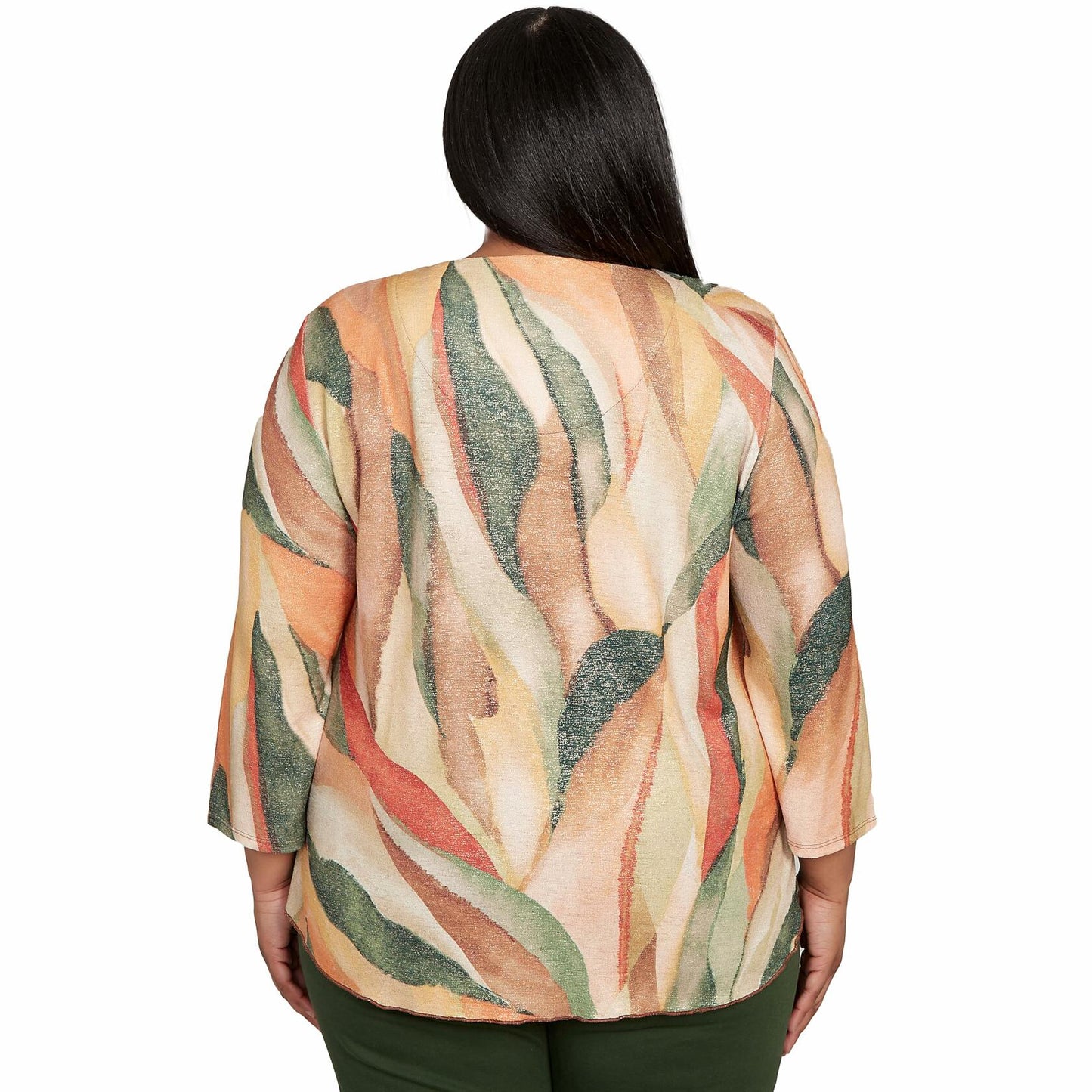 Alfred Dunner Stained Glass Shimmer V-Neck Top