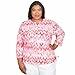Alfred Dunner Zigzag Bright Cotton Top (US, Alpha, 3X, Plus, Regular, Plus Size, Geranium)