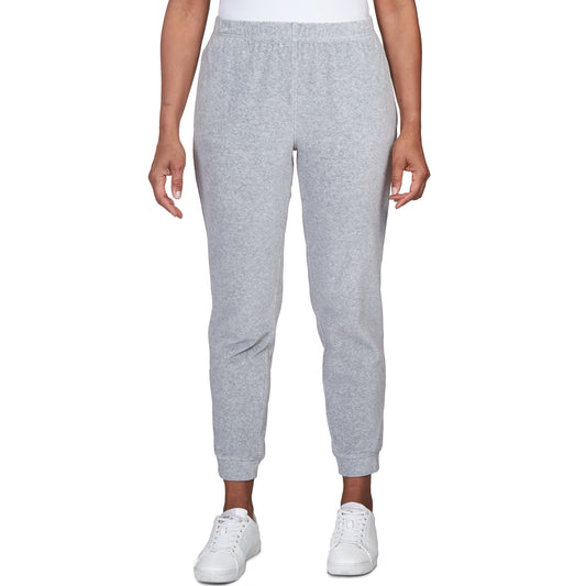 Alfred Dunner Womens Casual Stretch Waist Velour Jogger