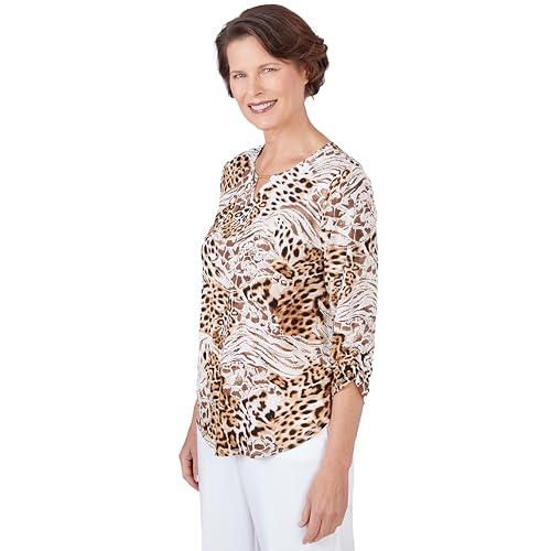 Alfred Dunner Classic Animal Print Polyester Top