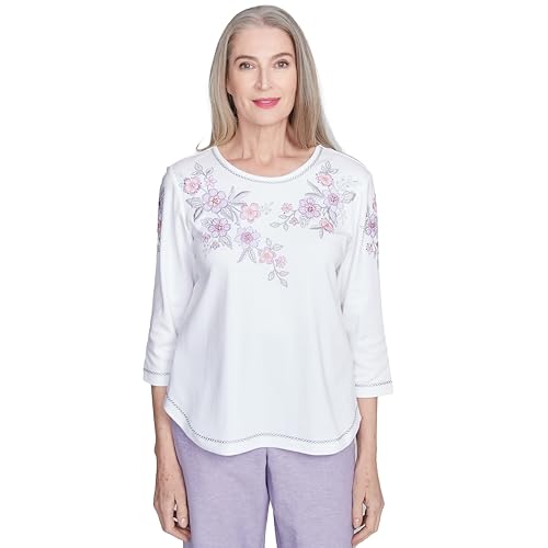 Alfred Dunner Embroiled Flower Yoke Cotton/Polyester