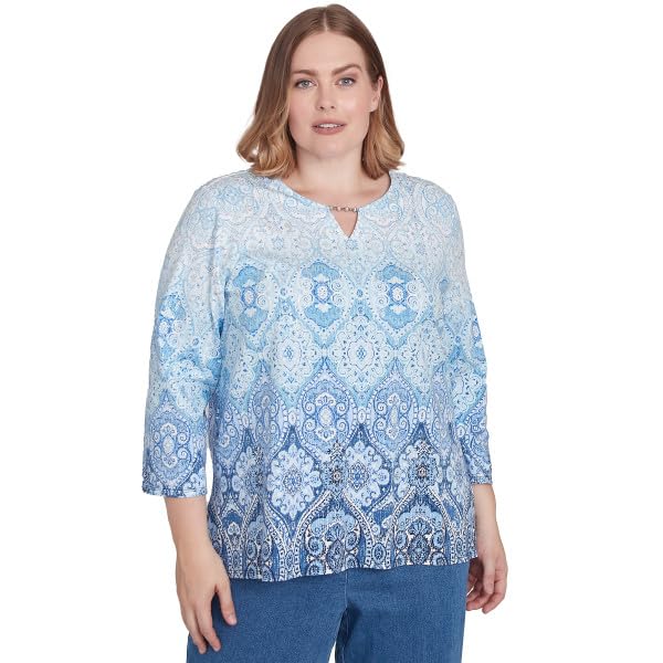 Alfred Dunner Classic CottonOmbre Medallion Top