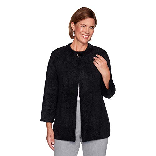 Alfred Dunner Women's Soft Feather Yarn Lightweight Jacket Size S Black