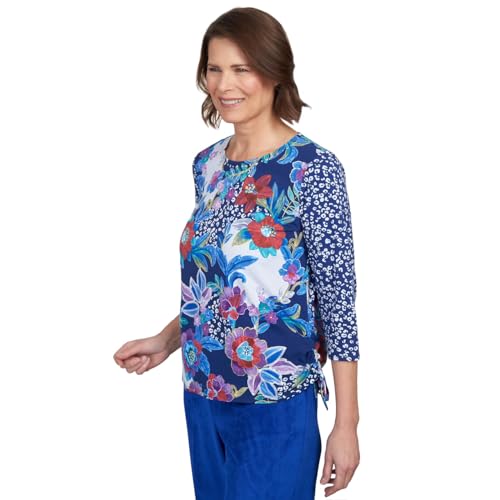 Alfred Dunner Batik Floral Patch Cotton Top