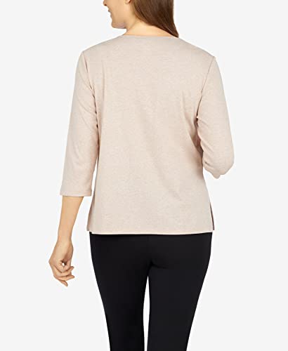 Alfred Dunner Women's Tossed Floral Top Size S Oatmeal Heather