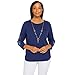 Alfred Dunner Women's Plus-Size Womens Embroidered Sweater with Detachable Necklace Size 2X Navy