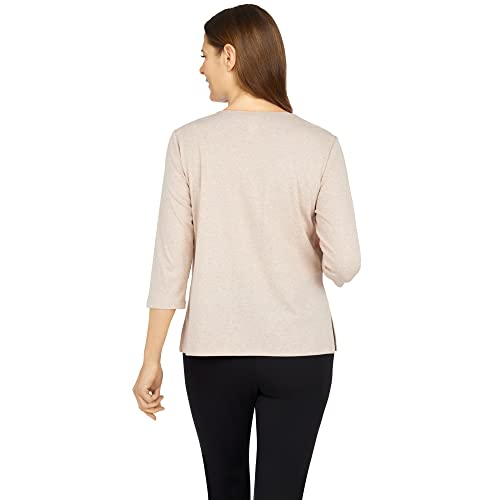 Alfred Dunner Women's Tossed Floral Top Size S Oatmeal Heather