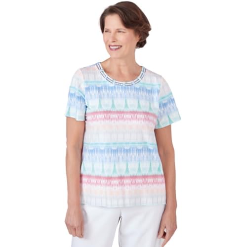 Alfred Dunner Cotton Biadre Print Top (US, Alpha, Small, Regular, Regular, Standard, Pastel)