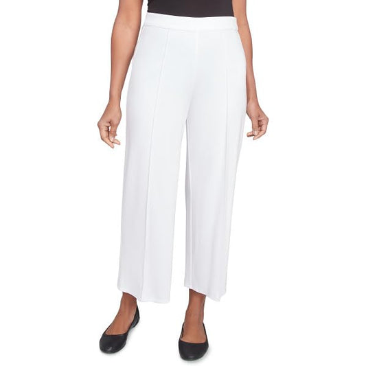 Alfred Dunner Nantucket Uncle Length Pants Rayon/Nylon (US, Alpha, Small, Regular, Regular, Standard, White)