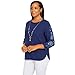 Alfred Dunner Women's Plus-Size Womens Embroidered Sweater with Detachable Necklace Size 2X Navy