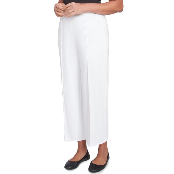 Alfred Dunner Nantucket Uncle Length Pants Rayon/Nylon (US, Alpha, Small, Regular, Regular, Standard, White)